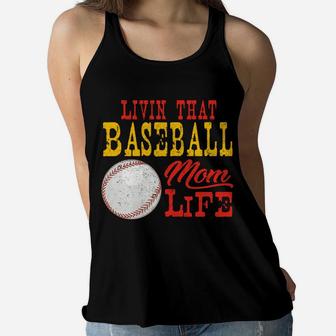 Living That Baseball Mom Life Sports mom gift, gift for mom Ladies Flowy Tank - Seseable
