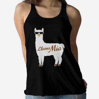 Llama Mia Mama Mia Best Gift For Alpaca Gift For Moms Mothers Ladies Flowy Tank - Seseable