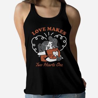Love Makes Two Hearts One Best Couple Gift Women Flowy Tank - Seseable