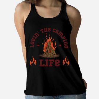 Lovin the Camping Life Special Gift For Campers Women Flowy Tank - Seseable