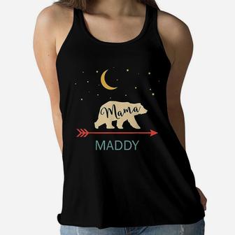 Maddy Name Gift Personalized Retro Mama Bear Ladies Flowy Tank - Seseable