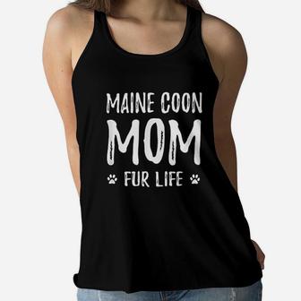 Maine Cat Mom Fur Life Mom Ladies Flowy Tank - Seseable