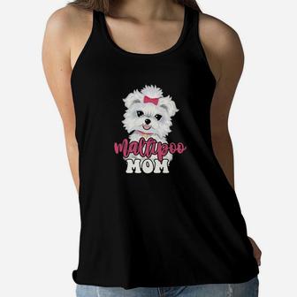 Maltipoo Mom Puppy Lover Adorable Dog Gift Ladies Flowy Tank - Seseable