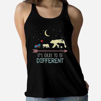 Mama Bear It Is Okay To Be Different Ladies Flowy Tank - Seseable