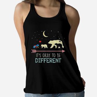 Mama Bear Its Okay To Be Different Ladies Flowy Tank - Seseable