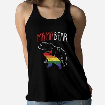 Mama Bear Lgbtq Cute Rainbow Mothers Day Gay Pride Mom Gift Ladies Flowy Tank - Seseable