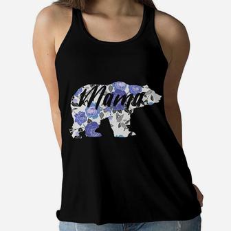 Mama Bear Mothers Day Gifts Mom Floral Pattern Flower Ladies Flowy Tank - Seseable