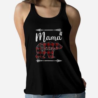 Mama Bear Mothers Day Gifts Mom Mommy Buffalo Plaid Ladies Flowy Tank - Seseable