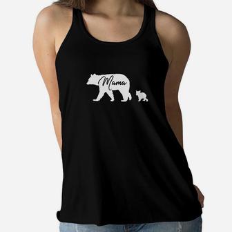 Mama Bear Premium Mom Mother With One Cub Ladies Flowy Tank - Seseable