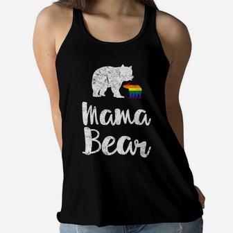 Mama Bear Rainbow Baby Weathered Ladies Flowy Tank - Seseable