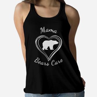 Mama Bears Care Heart With Bear Inside Ladies Flowy Tank - Seseable
