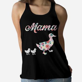Mama Duck Mom Of 2 Mother Duck Ladies Flowy Tank - Seseable