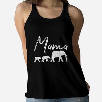 Mama Elephant Cute Mothers Day Gift Mom Mommy Ladies Flowy Tank - Seseable