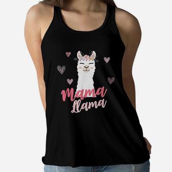Mama Llama Cute Alpaca Llamas Lovers Pink Mom Mommy Gift Ladies Flowy Tank - Seseable