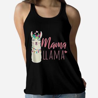 Mama Llama Funny Llamas Momma Meme Cute Gift Idea Ladies Flowy Tank - Seseable