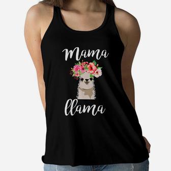 Mama Llama Llama Alpaca Mothers Day Gift For Mommy Ladies Flowy Tank - Seseable