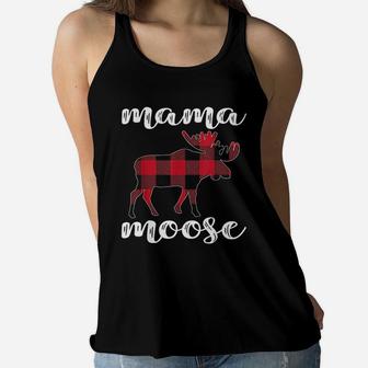 Mama Moose Christmas Plaid Ladies Flowy Tank - Seseable
