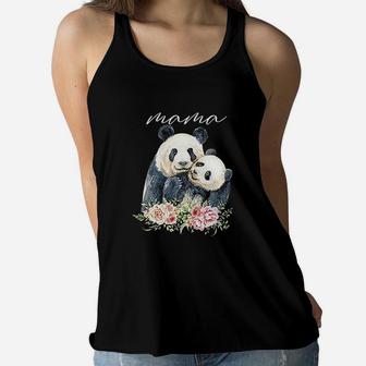 Mama Panda New Mom Panda Bear Mommy Gift For Mother Ladies Flowy Tank - Seseable