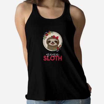 Mama Sloth Cute Sloth Lover Mom Womens Ladies Flowy Tank - Seseable