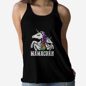 Mamacorn Unicorn birthday Ladies Flowy Tank - Seseable