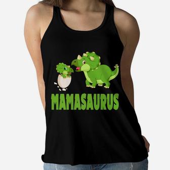 Mamasaurus T Rex Mama Saurus Dinosaur Women Mom Gift 2 Ladies Flowy Tank - Seseable