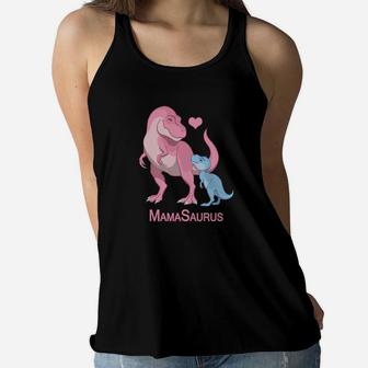 Mamasaurus Trex Mommy Baby Boy Dinosaur Ladies Flowy Tank - Seseable