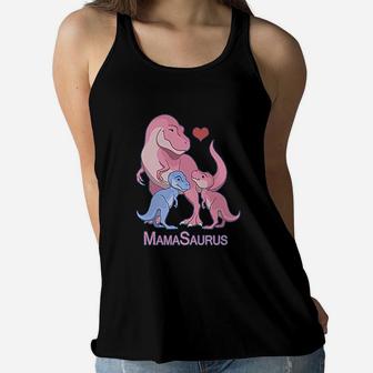 Mamasaurus Trex Mommy Twin Boy Girl Dinosaurs Ladies Flowy Tank - Seseable