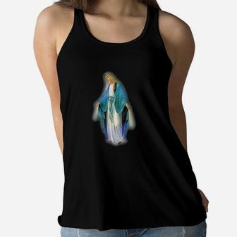 Mary Blessed Mother Catholic Ladies Flowy Tank - Seseable