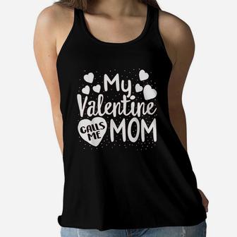 Matching Valentines Day Mother And Son Mom Is My Valentine Ladies Flowy Tank - Seseable