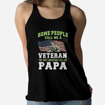 Men Grandpa Veteran The Important Call Me Ladies Flowy Tank - Seseable