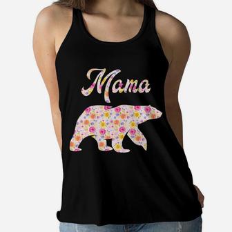 Mens Mama Bear Floral Mama Bear Awesome Gift For Mom Ladies Flowy Tank - Seseable