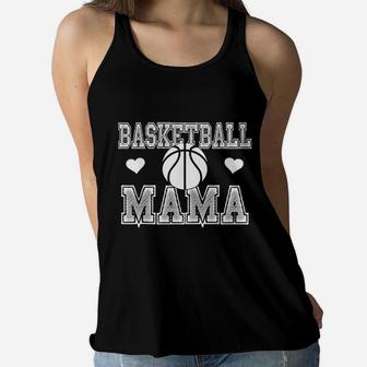 Mom Basketball For Moms Cute Basketball Mama Ladies Flowy Tank - Seseable