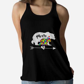Mom Bear Gift Mothers Day birthday Ladies Flowy Tank - Seseable