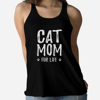 Mom Fur Life For Cat Lovers Ladies Flowy Tank - Seseable
