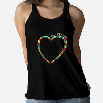 Mom Heart Of Puzzle Peaces Cute Gift Ladies Flowy Tank - Seseable
