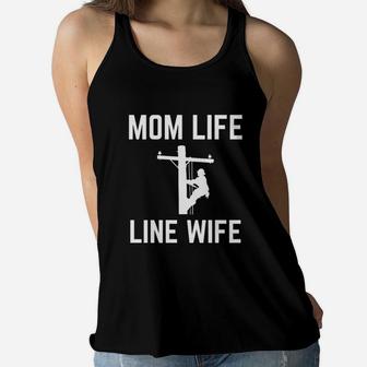 Mom Life Line Wife Ladies Flowy Tank - Seseable