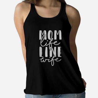 Mom Life Line Wife Lineman Mothers Day Gift Ladies Flowy Tank - Seseable