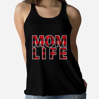 Mom Life Momlife Mama Bear Mom Mode Red Plaid Design For Mom Ladies Flowy Tank - Seseable