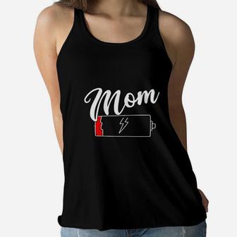 Mom Low Battery Tired Mother Ladies Flowy Tank - Seseable