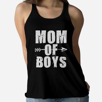 Mom Of Boys Cute Motherhood Graphic Ladies Flowy Tank - Seseable