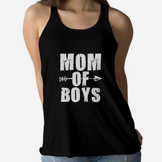 Mom Of Boys Cute Motherhood Ladies Flowy Tank - Seseable