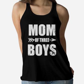 Mom Of Three Sons - Proud Mom Of Three Sons T-shirt Ladies Flowy Tank - Seseable