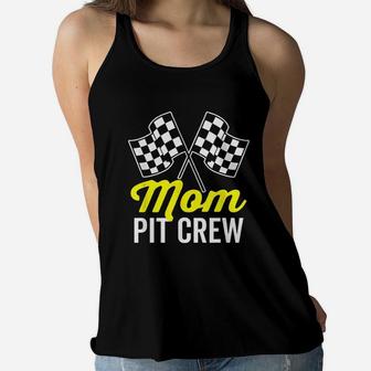 Mom Pit Crew For Racing Ladies Flowy Tank - Seseable