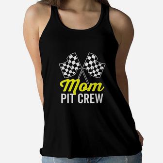 Mom Pit Crew For Racing Party Costume Ladies Flowy Tank - Seseable