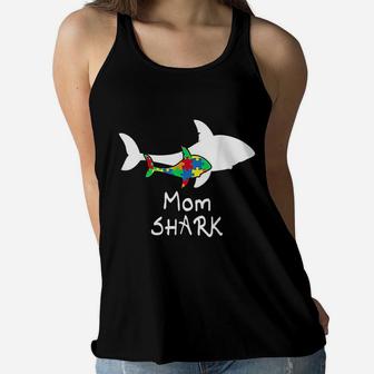 Mom Shark Puzzle Piece Cool Awareness Gift Ladies Flowy Tank - Seseable