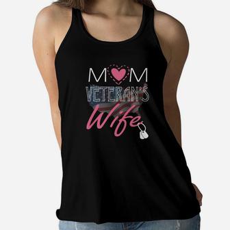 Mom Veteran Wife Happy Mother Mama Mommy Lover Ladies Flowy Tank - Seseable