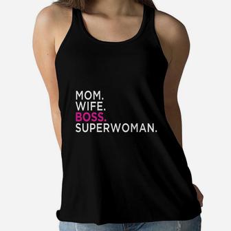 Mom Wife Boss Superwoman  Ladies Flowy Tank - Seseable