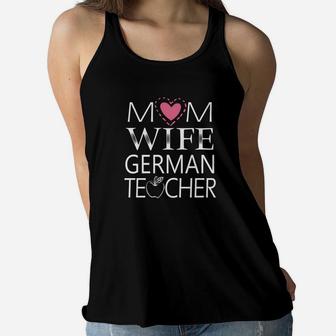 Mom Wife German Teacher Simple Art Ladies Flowy Tank - Seseable