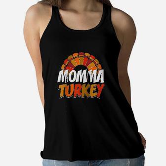 Momma Turkey Thanksgiving Funny Ladies Flowy Tank - Seseable