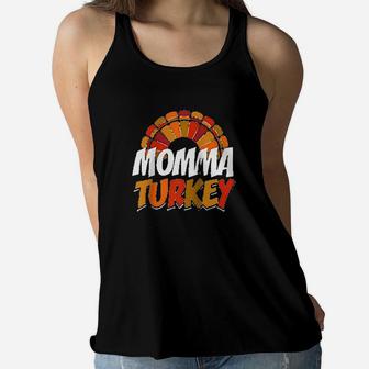 Momma Turkey Thanksgiving Ladies Flowy Tank - Seseable